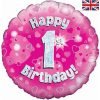 Happy 1st Birthday Pink Foil Balloon