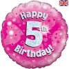 Happy 5th Birthday Pink Foil Balloon