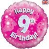 Happy 9th Birthday Pink Foil Balloon
