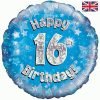 Happy 16th Birthday Blue Foil Balloon