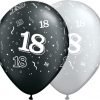 Age 18 Black & Silver Latex Balloons