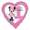 1st Birthday Minnie Mouse Heart Foil Balloon