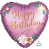 Happy Birthday Foil Balloon Pink Flower