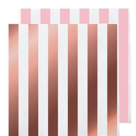 Rose Gold Foil Stripes Lunch Napkins