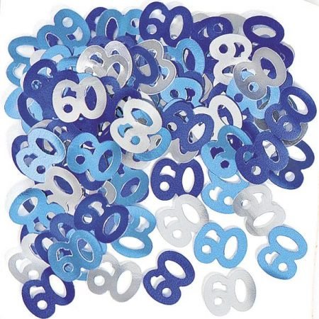 Happy 60th Birthday Glitz Blue Confetti