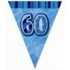 Happy 60th Birthday Flag Banner Glitz Blue