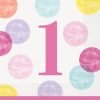 Happy 1st Birthday Pink Dots Napkins