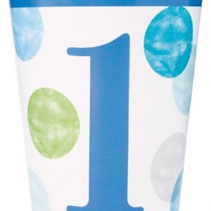 Happy 1st Birthday Blue Dots Cups