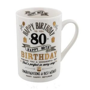 Happy 80th Birthday Black & Gold Mug
