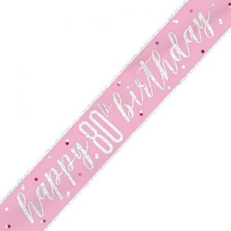 Happy 80th Birthday Banner Glitz Pink