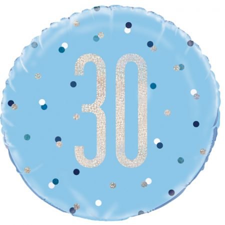 Happy 30th Birthday Foil Balloon Glitz Blue