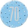 Happy 70th Birthday Foil Balloon Glitz Blue