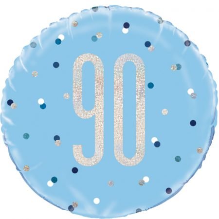 Happy 90th Birthday Foil Balloon Glitz Blue