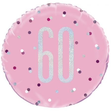 Happy 60th Birthday Foil Balloon Glitz Pink