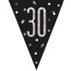 Happy 30th Birthday Flag Banner Glitz Black