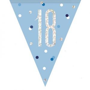 Happy 18th Birthday Flag Banner Glitz Blue