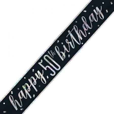 Happy 50th Birthday Banner Glitz Black