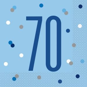 Happy 70th Birthday Napkins Glitz Blue