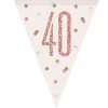 Happy 40th Birthday Flag Banner Glitz Rose Gold