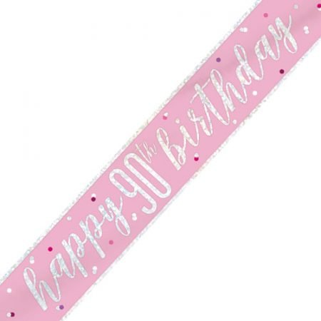 Happy 90th Birthday Banner Glitz Pink