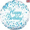 Happy Birthday Foil Balloon Blue & White