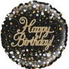Happy Birthday Foil Balloon Black & Gold